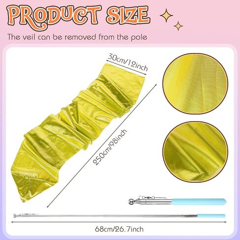 98" Dance Streamer with Scalable Rod, Gymnastics Dance Ribbon Artistic Twirling Ribbon, Church Worship Adoration Dance Banner for Dancer and Church Liturgical Praise(Transparent White) in Kuwait