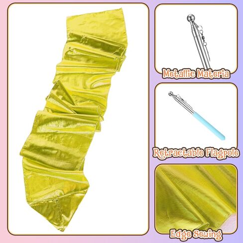 98" Dance Streamer with Scalable Rod, Gymnastics Dance Ribbon Artistic Twirling Ribbon, Church Worship Adoration Dance Banner for Dancer and Church Liturgical Praise(Transparent White) in Kuwait