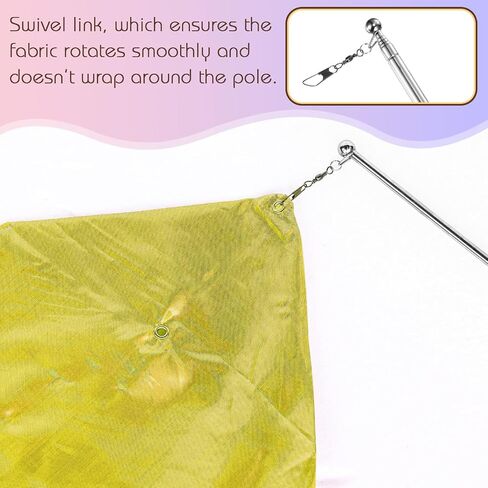 98" Dance Streamer with Scalable Rod, Gymnastics Dance Ribbon Artistic Twirling Ribbon, Church Worship Adoration Dance Banner for Dancer and Church Liturgical Praise(Transparent White) in Kuwait