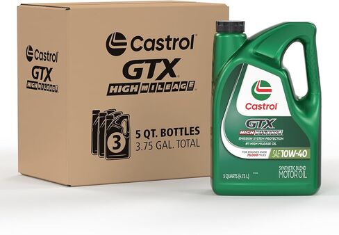 Castrol Edge High Mileage 10W-40 Advanced Full Synthetic Motor Oil, 1 Quart, Pack of 6 in Saudi Arabia