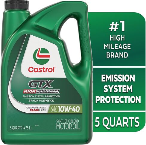 Castrol Edge High Mileage 10W-40 Advanced Full Synthetic Motor Oil, 1 Quart, Pack of 6 in Saudi Arabia