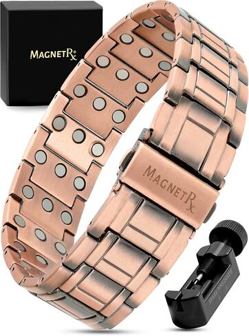 MagnetRX® Pure Copper Bracelet for Men – Effective Ultra Strength Magnetic Copper Bracelets – Adjustable Bracelet Length with Included Sizing Tool (Classic Style) in Kuwait