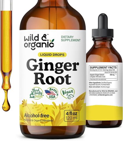 Ginger Liquid Extract - Organic Ginger Root Drops - Ginger Supplements for Digestive Support - Vegan, Alcohol Free Tincture - 2 fl oz in Saudi Arabia