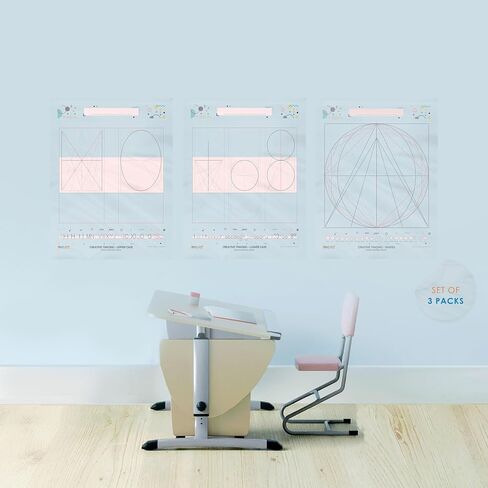 Clear Dry Erase Tracing Board Set – 3 Pack Uppercase & Lowercase Letters, Shapes Learning Poster, Adhesive-Free Small Whiteboard for Kids, Sticks to Any Surface, for Preschool & KG-2nd Grade in Saudi Arabia