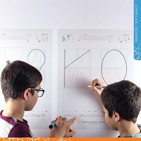 Clear Dry Erase Tracing Board Set – 3 Pack Uppercase & Lowercase Letters, Shapes Learning Poster, Adhesive-Free Small Whiteboard for Kids, Sticks to Any Surface, for Preschool & KG-2nd Grade in Saudi Arabia
