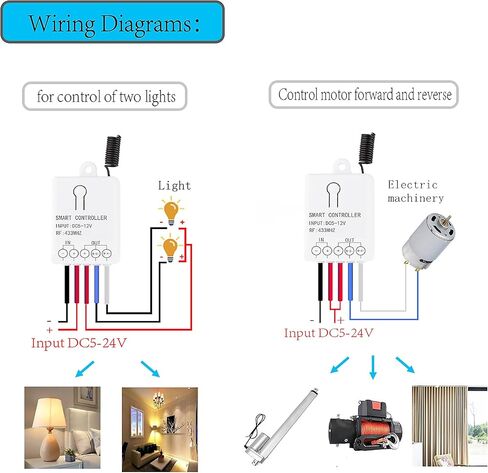 مفتاح التحكم عن بعد للأمام والخلف، مفتاح DC7V-48V 10A، المحرك الخطي 12 فولت، مسافة تحكم تصل إلى 328 قدمًا للمحركات الخطية والمحركات والمزيد. (TX28). in Kuwait