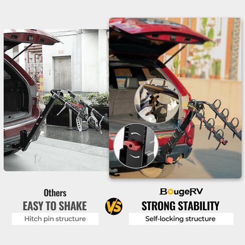 BougeRV Upgrade 2.0 Hitch Bike Rack with Dual Lock for SUV Truck, 165LB Capacity 2-3 Bikes Hitch Bike Carrier Rack with 2'' Hitch Receiver, Easy Assembly, Tilting & Foldable Bike Rack Hitch in Saudi Arabia