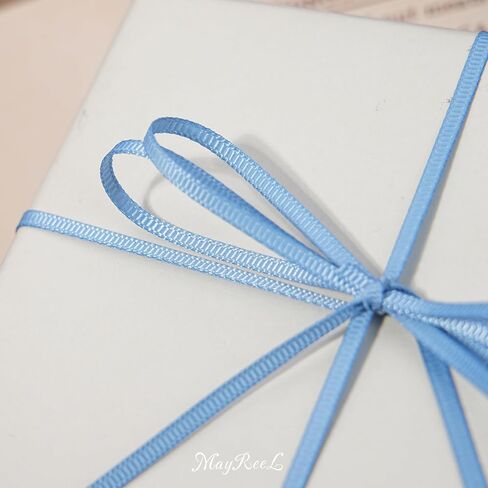 MAYREEL 1/8 Inch Dusty Blue Grosgrain Ribbon Thin Slate Blue for Crafts Gift Wrapping Sewing Wedding Decor Hair Accessories Party Favor Decorations 100 Yards in Kuwait
