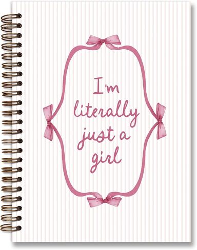 مجلة Coquette Pink Notebook Journal ، Preppy Pink Bow Bow striped Journal Notebook لأخذ الملاحظات ، دفتر جيرلي لطيف ، هدايا preppy للنساء ، اللوازم المكتبية الوردية ، دفتر ملاحظات حلزوني 5.5x8.3 بوصة in Kuwait