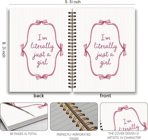 مجلة Coquette Pink Notebook Journal ، Preppy Pink Bow Bow striped Journal Notebook لأخذ الملاحظات ، دفتر جيرلي لطيف ، هدايا preppy للنساء ، اللوازم المكتبية الوردية ، دفتر ملاحظات حلزوني 5.5x8.3 بوصة in Kuwait