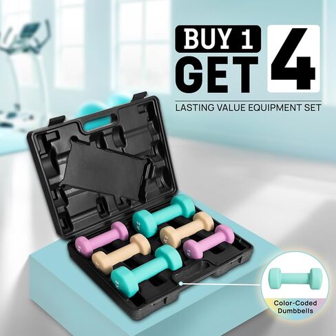 Yes4All Dumbbell Neoprene Set With Case, Weights Dumbbells Set & Hand Weights for Women, Weights Set Exercise & Fitness Dumbbells for Home Gym - 14LB & 20 LB Weights Combo in Saudi Arabia