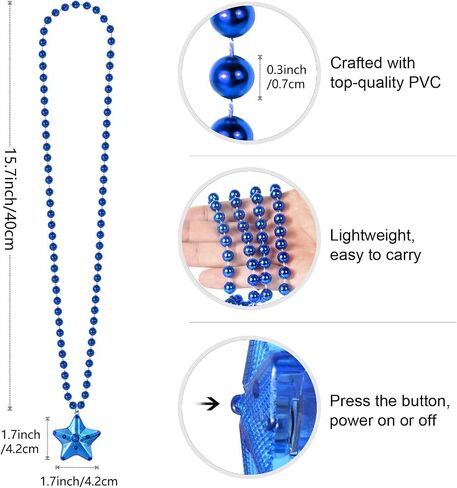 12 Pack Red Blue White Glow Star Necklace Bulk Beaded Necklaces for July 4th Day Christmas Halloween Party Favors in Saudi Arabia