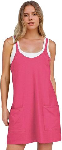 Summer Mini Dresses for Women 2024 Casual Short Sundress Workout Tennis Sports Dress with Built in Shorts Navy Blue in Saudi Arabia