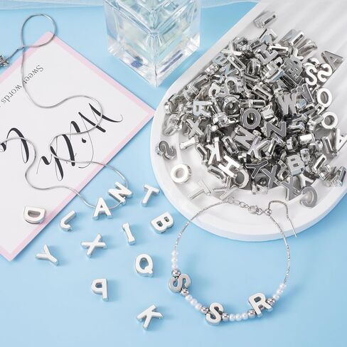 Colorful Gold Silver Alphabet Letter Beads, A-Z Resin Pendants, 3D Loose Letter Beads, Plastic Initial Charms in Kuwait