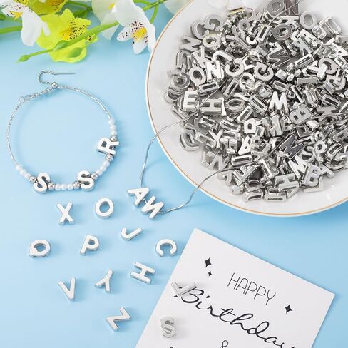 Colorful Gold Silver Alphabet Letter Beads, A-Z Resin Pendants, 3D Loose Letter Beads, Plastic Initial Charms in Kuwait