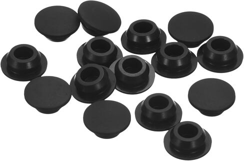 uxcell 18Pcs Silicone Plugs, Rubber Round Snap in Locking Hole Plugs for 12-13mm Hole, Hole Stoppers Waterproof Hole Plug for Metal Tube, Furniture End Caps Inserts, Black in Saudi Arabia