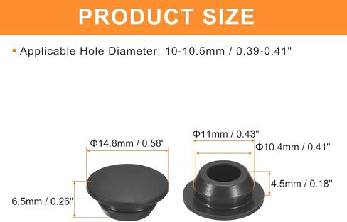 uxcell 18Pcs Silicone Plugs, Rubber Round Snap in Locking Hole Plugs for 12-13mm Hole, Hole Stoppers Waterproof Hole Plug for Metal Tube, Furniture End Caps Inserts, Black in Saudi Arabia