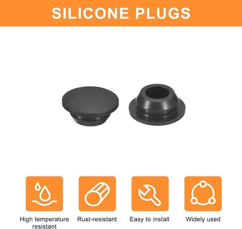 uxcell 18Pcs Silicone Plugs, Rubber Round Snap in Locking Hole Plugs for 12-13mm Hole, Hole Stoppers Waterproof Hole Plug for Metal Tube, Furniture End Caps Inserts, Black in Saudi Arabia
