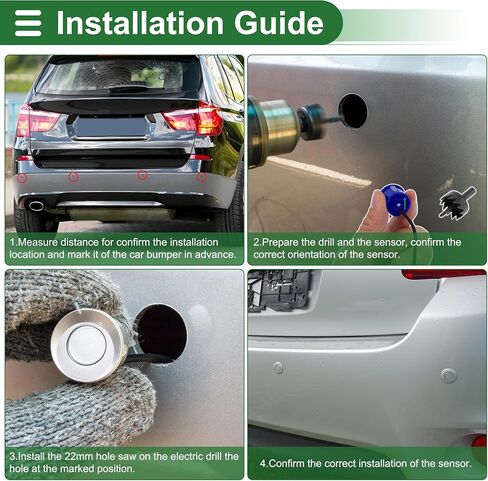 Motoforti Universal Car Auto Vehicle Reverse Backup Radar System Reverse Parking Sensors Alarm Buzzer Reminder Distance Detection Gray 2 Parking Sensors in Kuwait