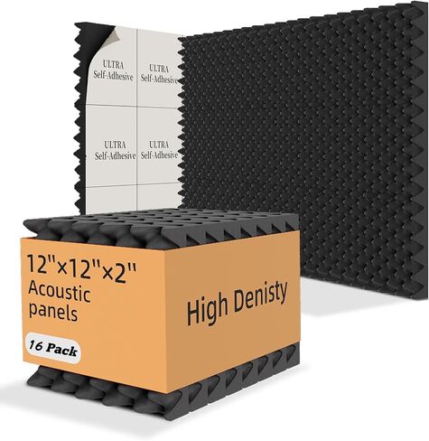 8 Pack Acoustic Foam,12x12x2 inches Sound Proof Foam Panels for Walls, Premium Egg Crate Panel Studio Foam Wall Panel (Black) in Kuwait