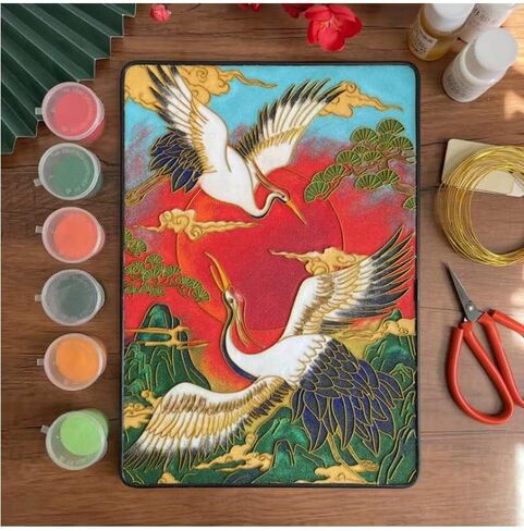 Cloisonne Filigree Enamel Paint by Numbers Kit, All in One with Tools, DIY Craft, Starter Set for Adults and Beginners, Easy Instructions, Hobby for Adults Teens Elderly Handmade Home Decor Gifts in Saudi Arabia