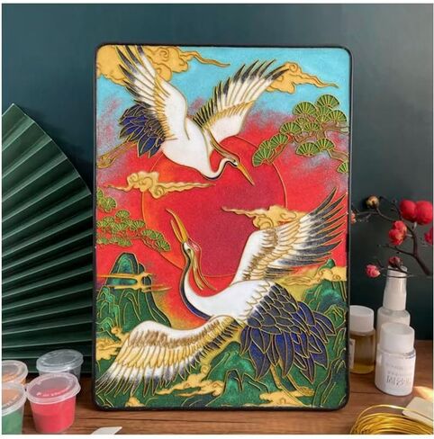 Cloisonne Filigree Enamel Paint by Numbers Kit, All in One with Tools, DIY Craft, Starter Set for Adults and Beginners, Easy Instructions, Hobby for Adults Teens Elderly Handmade Home Decor Gifts in Saudi Arabia