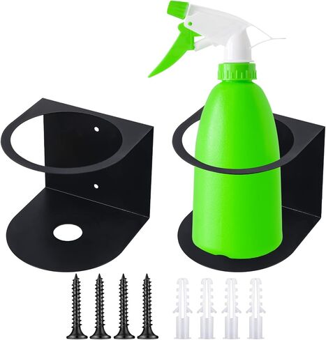 Gerrii 2 Pcs Spray Bottle Holder Brushed Stainless Steel Storage Rack Home Garage Solid Spray Can Holder Easy Install Wall Mount Craft Workspace Paint Spray Bottle Rack with Hardware (Black) in Kuwait