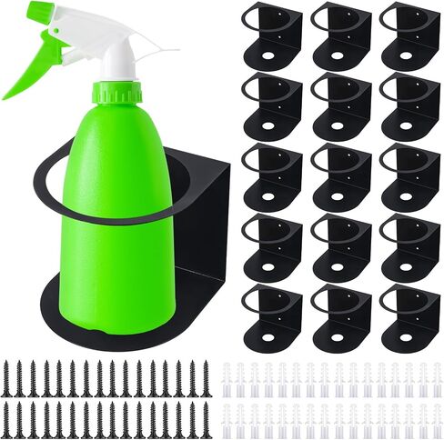 Gerrii 2 Pcs Spray Bottle Holder Brushed Stainless Steel Storage Rack Home Garage Solid Spray Can Holder Easy Install Wall Mount Craft Workspace Paint Spray Bottle Rack with Hardware (Black) in Kuwait