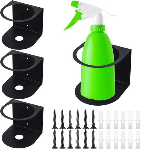 Gerrii 2 Pcs Spray Bottle Holder Brushed Stainless Steel Storage Rack Home Garage Solid Spray Can Holder Easy Install Wall Mount Craft Workspace Paint Spray Bottle Rack with Hardware (Black) in Kuwait