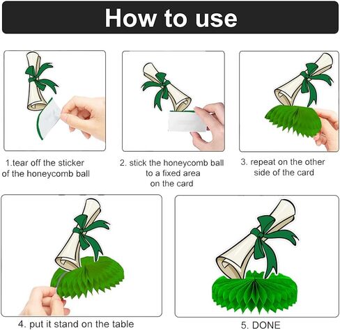 9pcs Graduation Honeycomb Centerpieces for Tables 2025, Green Class of 2025 Congrats Grad Honeycomb Centerpieces Graduation Party Decor Graduation Table Toppers for Graduation Party Favor Supplies in Kuwait