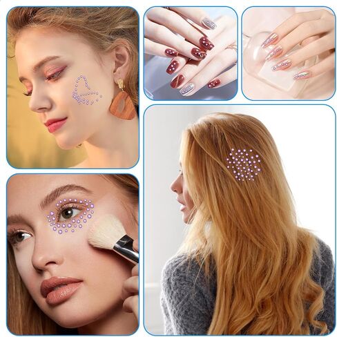 4880Pcs Rhinestone Stickers,5Sizes Self Adhesive Rhinestone Gem Stickers for Face Crystal Hair Gems Rhinestone Bling Rhinestones Stickers Jewelry Stickers for Makeup,DIY Crafts (Light Purple) in Saudi Arabia