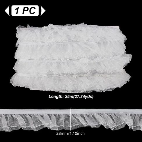 Adhandmaker 27 ياردة organza trim أسود الكشكش الزركشة الشريط الدانتيل الدانتيل الزركشة tulle tulle ، نغمة organza الدانتيل in Kuwait