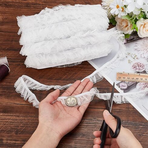 Adhandmaker 27 ياردة organza trim أسود الكشكش الزركشة الشريط الدانتيل الدانتيل الزركشة tulle tulle ، نغمة organza الدانتيل in Kuwait