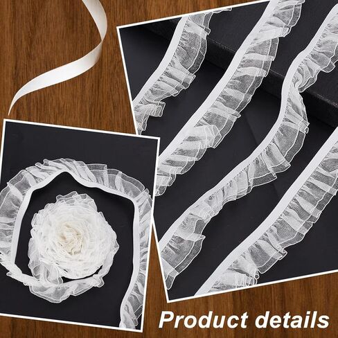 Adhandmaker 27 ياردة organza trim أسود الكشكش الزركشة الشريط الدانتيل الدانتيل الزركشة tulle tulle ، نغمة organza الدانتيل in Kuwait