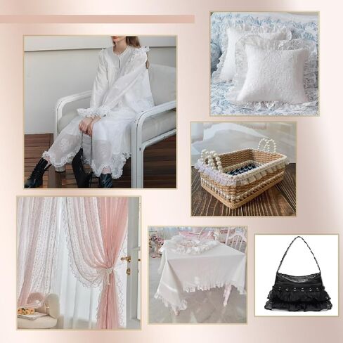 Adhandmaker 27 ياردة organza trim أسود الكشكش الزركشة الشريط الدانتيل الدانتيل الزركشة tulle tulle ، نغمة organza الدانتيل in Kuwait
