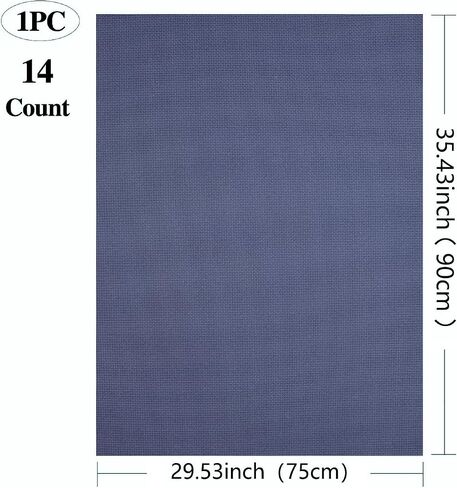 Aida Cloth Cross Stitch Fabric, 14 Count, Big Size (Dark Blue, 12 * 12in) in Kuwait