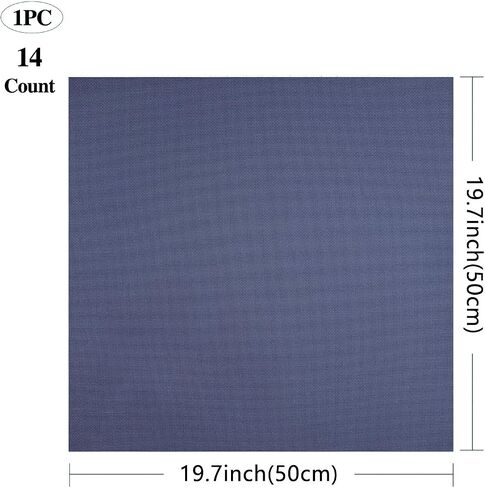 Aida Cloth Cross Stitch Fabric, 14 Count, Big Size (Dark Blue, 12 * 12in) in Kuwait