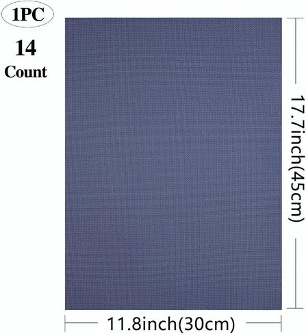 Aida Cloth Cross Stitch Fabric, 14 Count, Big Size (Dark Blue, 12 * 12in) in Kuwait