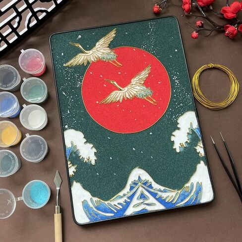 Cloisonne Filigree Enamel Paint by Numbers Kit, All in One with Tools, DIY Craft, Starter Set for Adults and Beginners, Easy Instructions, Hobby for Adults Teens Elderly Handmade Home Decor Gifts in Saudi Arabia