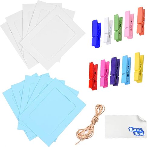 Kare & Kind 10x Paper Photo Frame (5x Pink و 5x White) - صور 4 × 6 بوصة - حاملي العرض لتعليق الصور الفنية ، الحرف ، DIY - يشمل مقاطع متعددة الألوان 10x و 2 M Twine in Kuwait