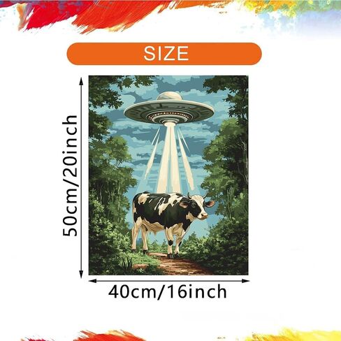 ARNLRDYA UFO Cows Paint by Number Kits for Adults, Alien Spaceship in Forest Paint by Numbers, Imaginativ Interesting Fantasy Acrylic Painting for Gift Home Decor(16×20inches, No Frame) in Saudi Arabia