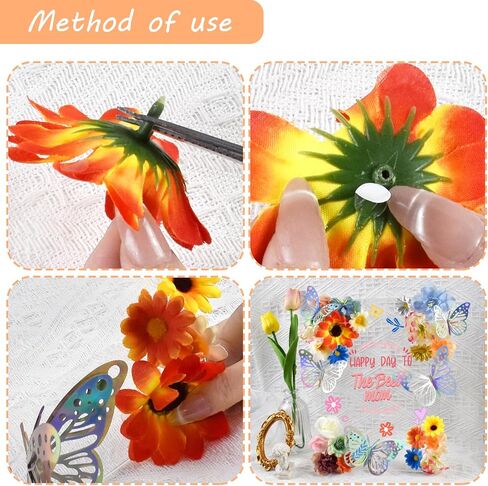 Arts & Crafts Supplies DlY Craft Kits Set - Fake Flowers Heads 3D Butterfly Unique Gifts for Mom from Daughter or Son for Mother's Day Birthday Christmas, Gift for Women in Saudi Arabia