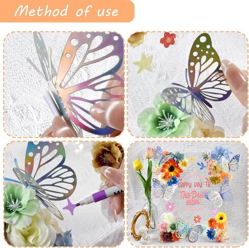 Arts & Crafts Supplies DlY Craft Kits Set - Fake Flowers Heads 3D Butterfly Unique Gifts for Mom from Daughter or Son for Mother's Day Birthday Christmas, Gift for Women in Saudi Arabia