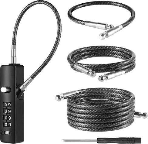 Gate Locks for Outdoor Fence, Bike Cable Locks Small Combination Lock with 3 Steel Ropes (9’’ / 23.6’’ / 47.2’’), Cable Lock for Bicycle, Luggage, Gate, Door, Locker, Cabinets (Grey, 1 Pack) in Saudi Arabia