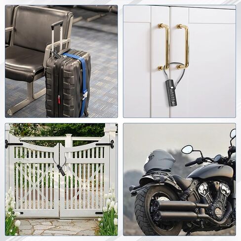 Gate Locks for Outdoor Fence, Bike Cable Locks Small Combination Lock with 3 Steel Ropes (9’’ / 23.6’’ / 47.2’’), Cable Lock for Bicycle, Luggage, Gate, Door, Locker, Cabinets (Grey, 1 Pack) in Saudi Arabia