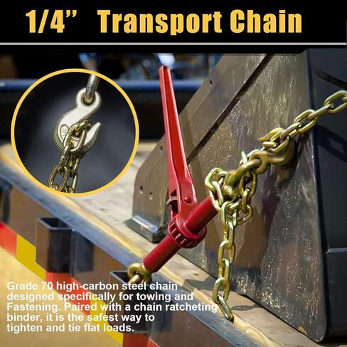 Transport Binder Chain for Tie Down,5/16'' x 10',Tow Chain with Grade 70,with Clevis Grab Hooks,4,700 lbs Working Load Limit,for Secure Heavy Loads to A Truck Or Flatbed Trailer (2Pack) in Saudi Arabia