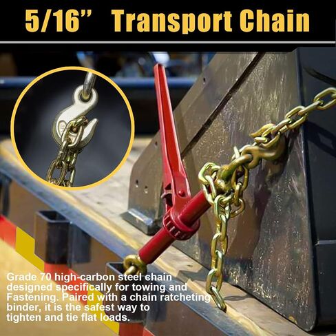 Transport Binder Chain for Tie Down,5/16'' x 10',Tow Chain with Grade 70,with Clevis Grab Hooks,4,700 lbs Working Load Limit,for Secure Heavy Loads to A Truck Or Flatbed Trailer (2Pack) in Saudi Arabia