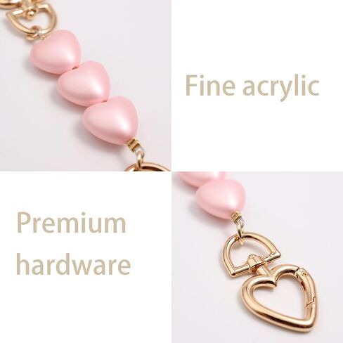 Heart Purse Strap Extender，Gold Chain Purse Strap Replacement，purse extender bag charms (2pcs-Pink Heart) in Kuwait