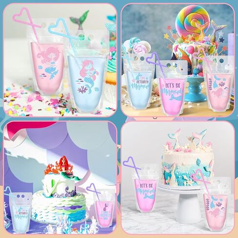 24 Pack 15 oz Mermaid Tail Juice Pouches With Straw - Under the Sea Theme Drink Pouches for Ocean Birthday Party Decorations and Favors in Saudi Arabia