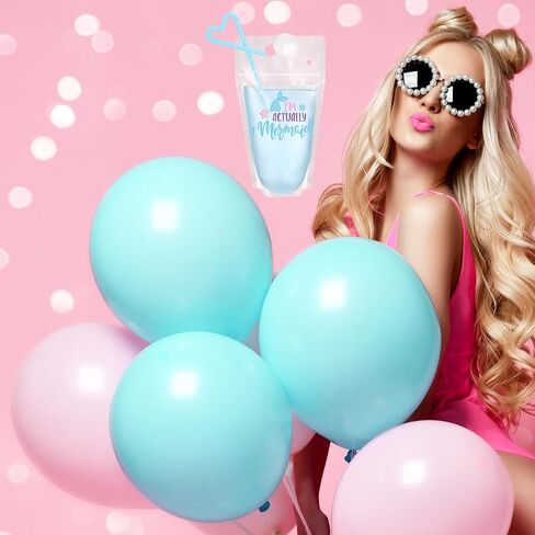 24 Pack 15 oz Mermaid Tail Juice Pouches With Straw - Under the Sea Theme Drink Pouches for Ocean Birthday Party Decorations and Favors in Saudi Arabia
